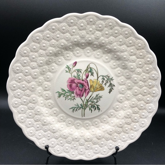4 Spode Copeland Plates 9.25” Provincial Flowers Heath Campanula Petunia etc EXC - Picture 4 of 10